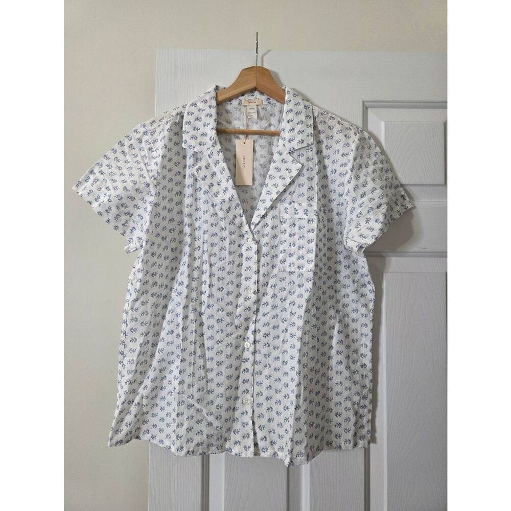 Eberjey Nautico Floral Print Pajama Top L NWT